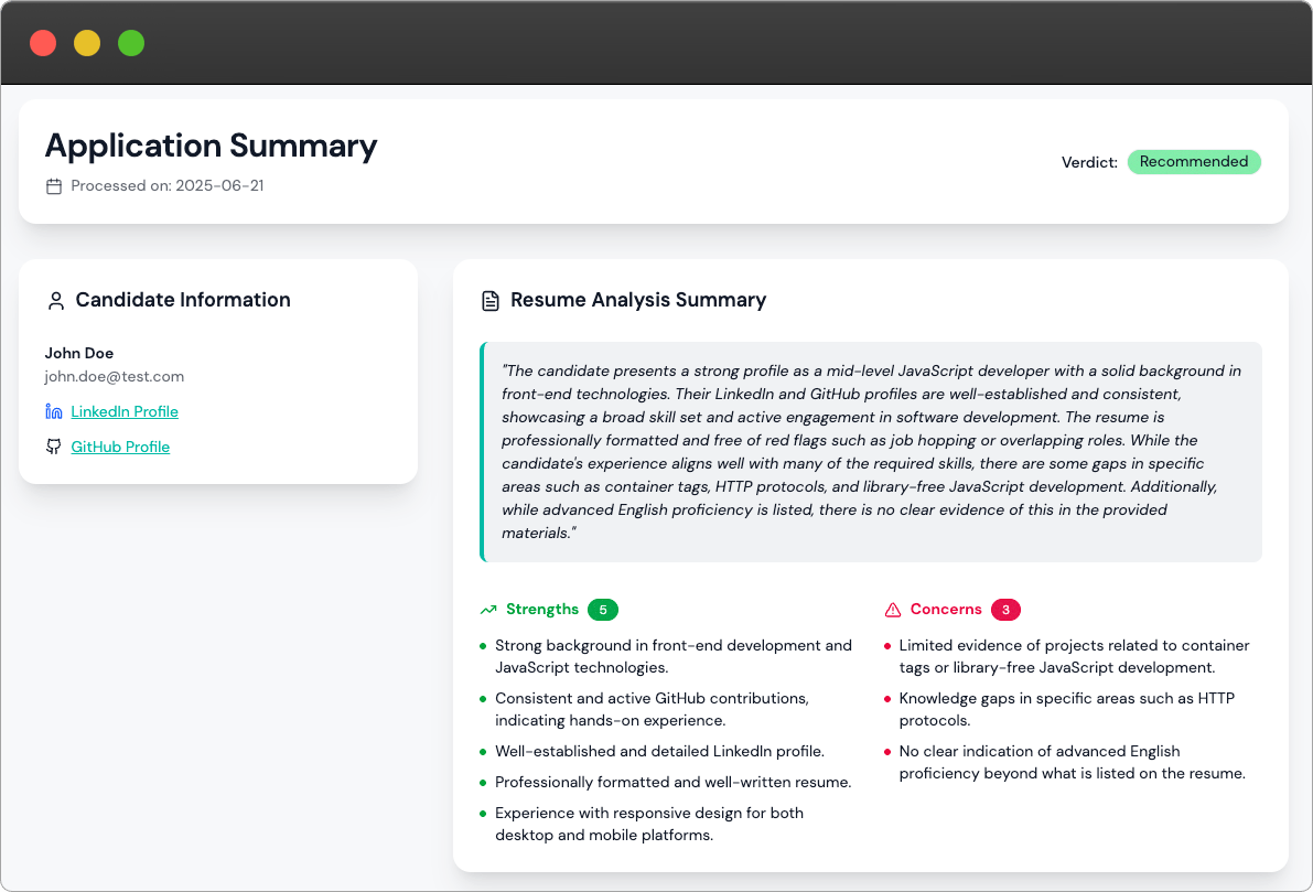 Resume analysis report